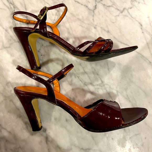Vintage Etienne Aigner Ankle Strap heels in burgundy.  Size 7.5  7 1/2 - Picture 4 of 6